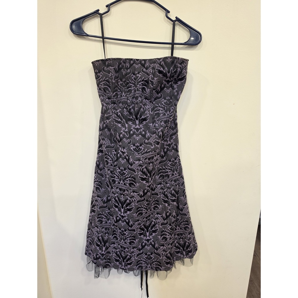 Y2K TRIPP NYC Jacquard Corset Lace Up Back Dress Size SM Gothic Vampy Alt Emo